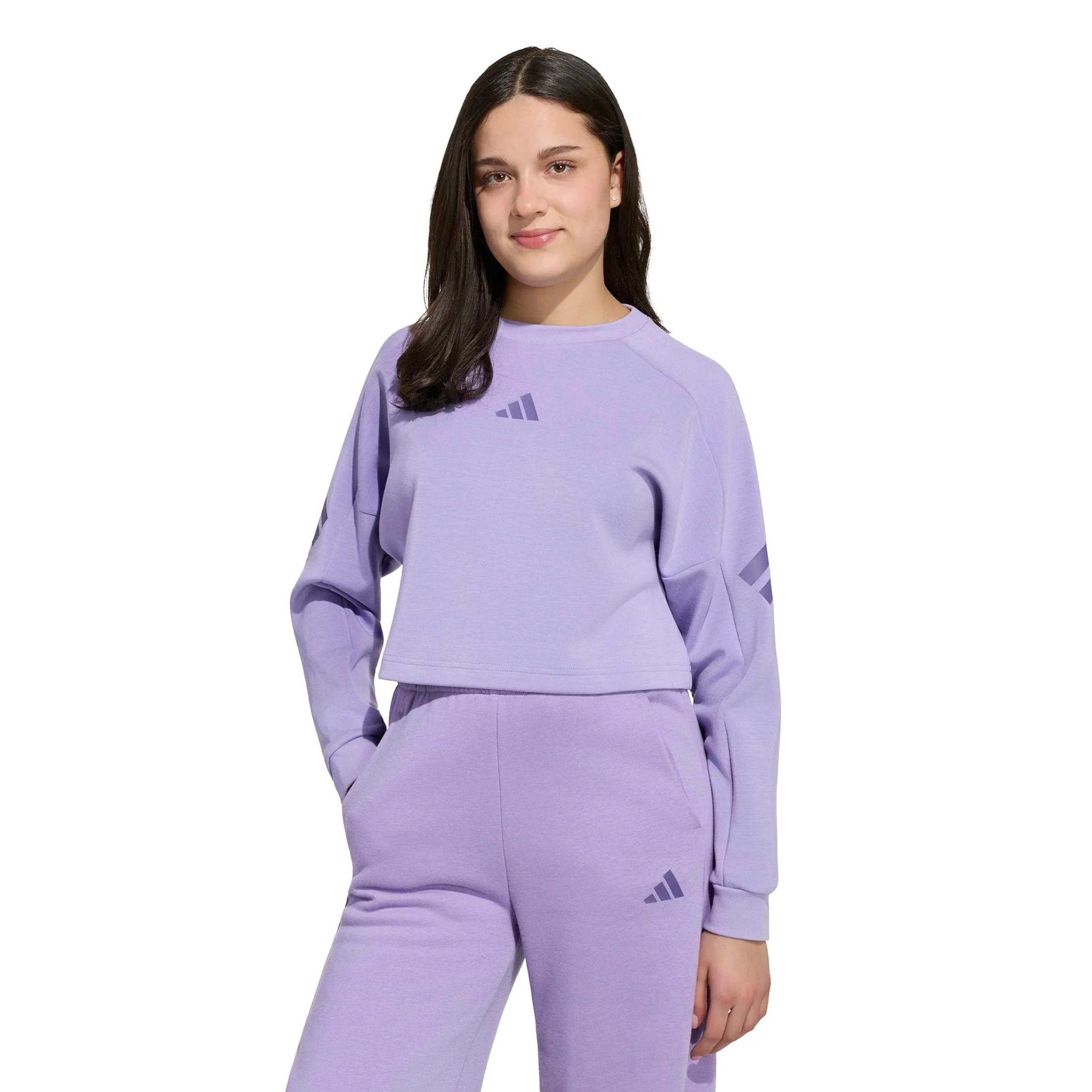 3Stripes Crew Crop Sweatshirt Kinder - flieder