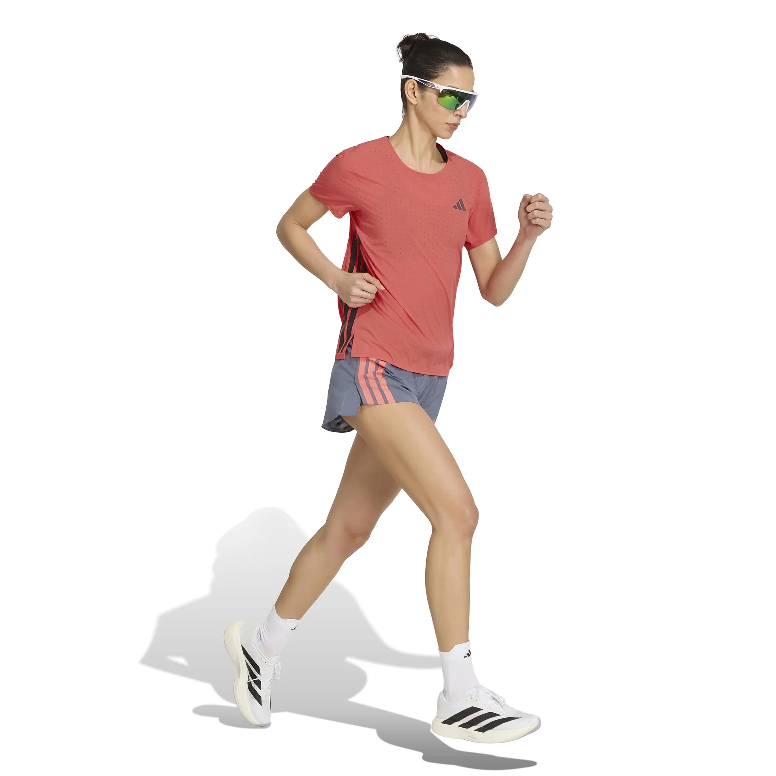 adizero Gel 2in Laufshorts Damen - grau, koralle - Image 4