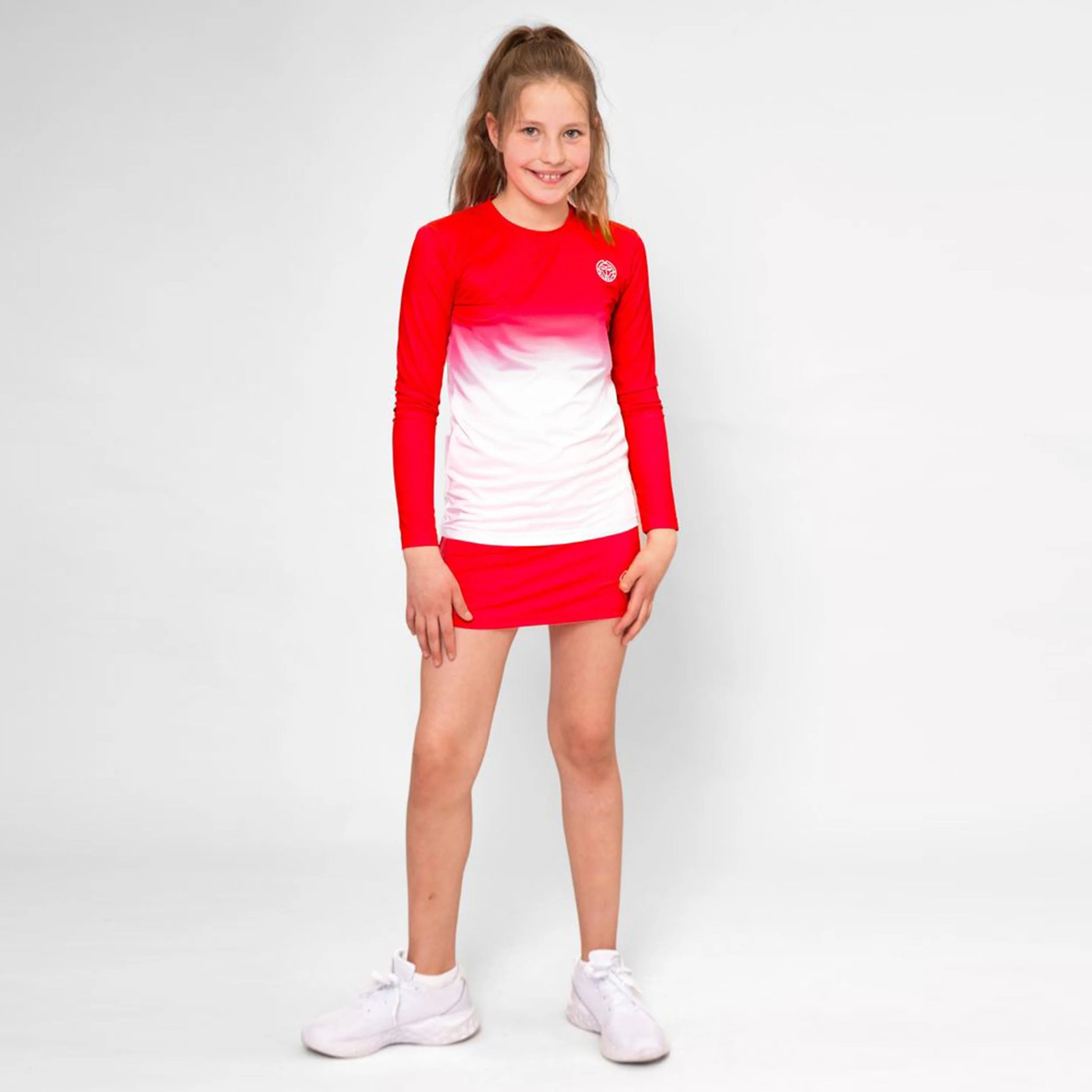 Crew Gradiant Longsleeve Mädchen-Rot,Weiß - Image 5