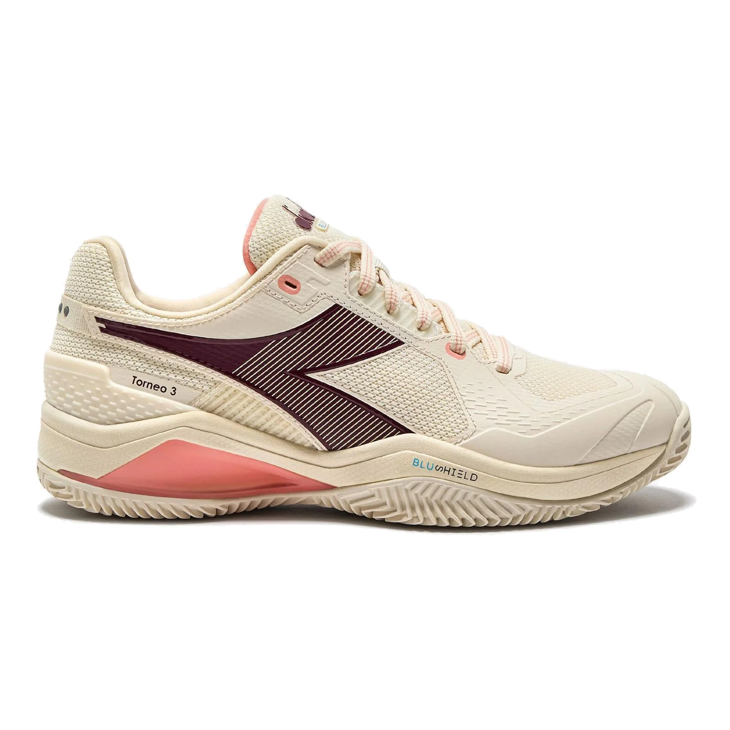 Blushield Torneo 3 Sandplatzschuh Damen-weiß,dunkelrot