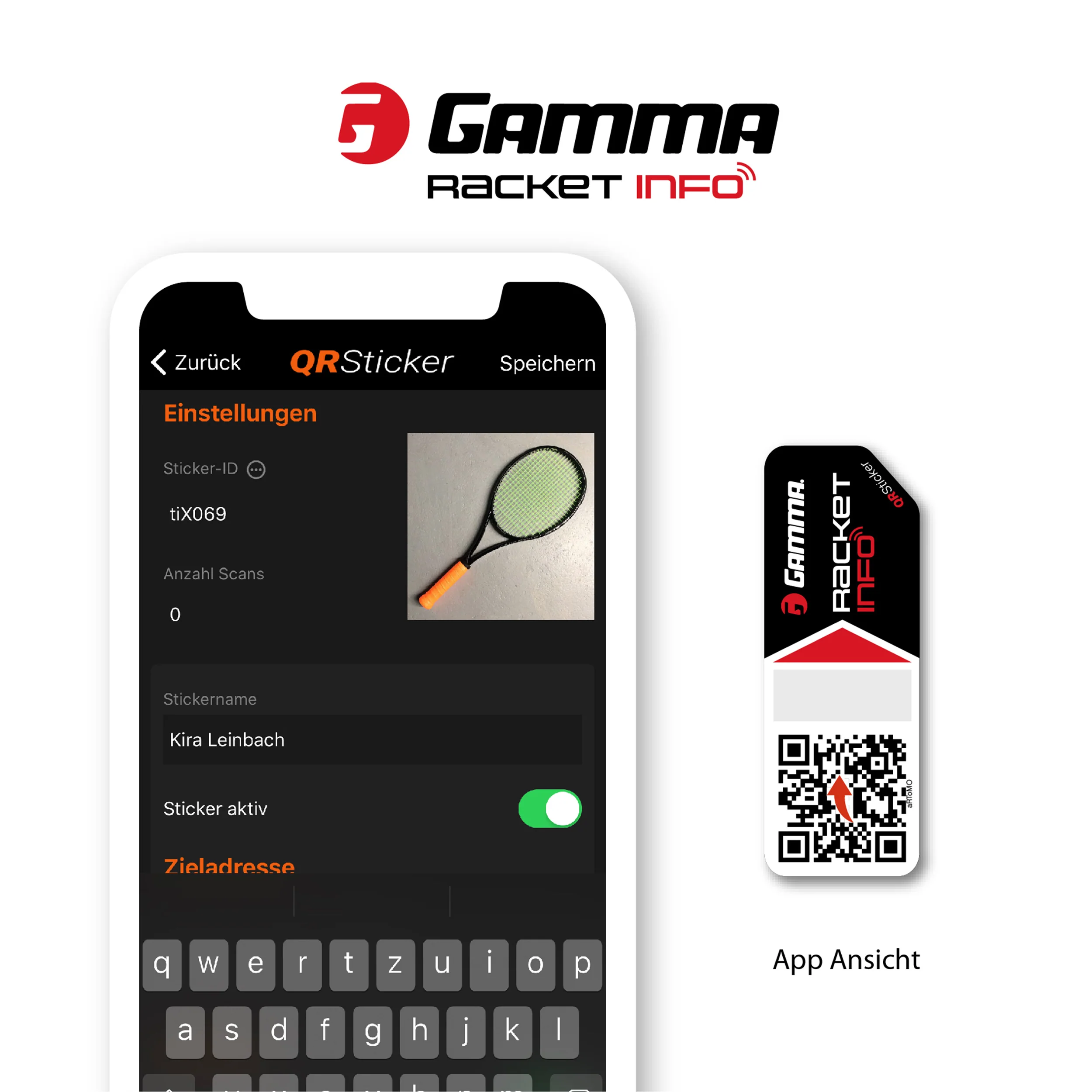 Gamma Racket Info Besaitungsaufkleber 16er Pack-Schwarz - Image 3
