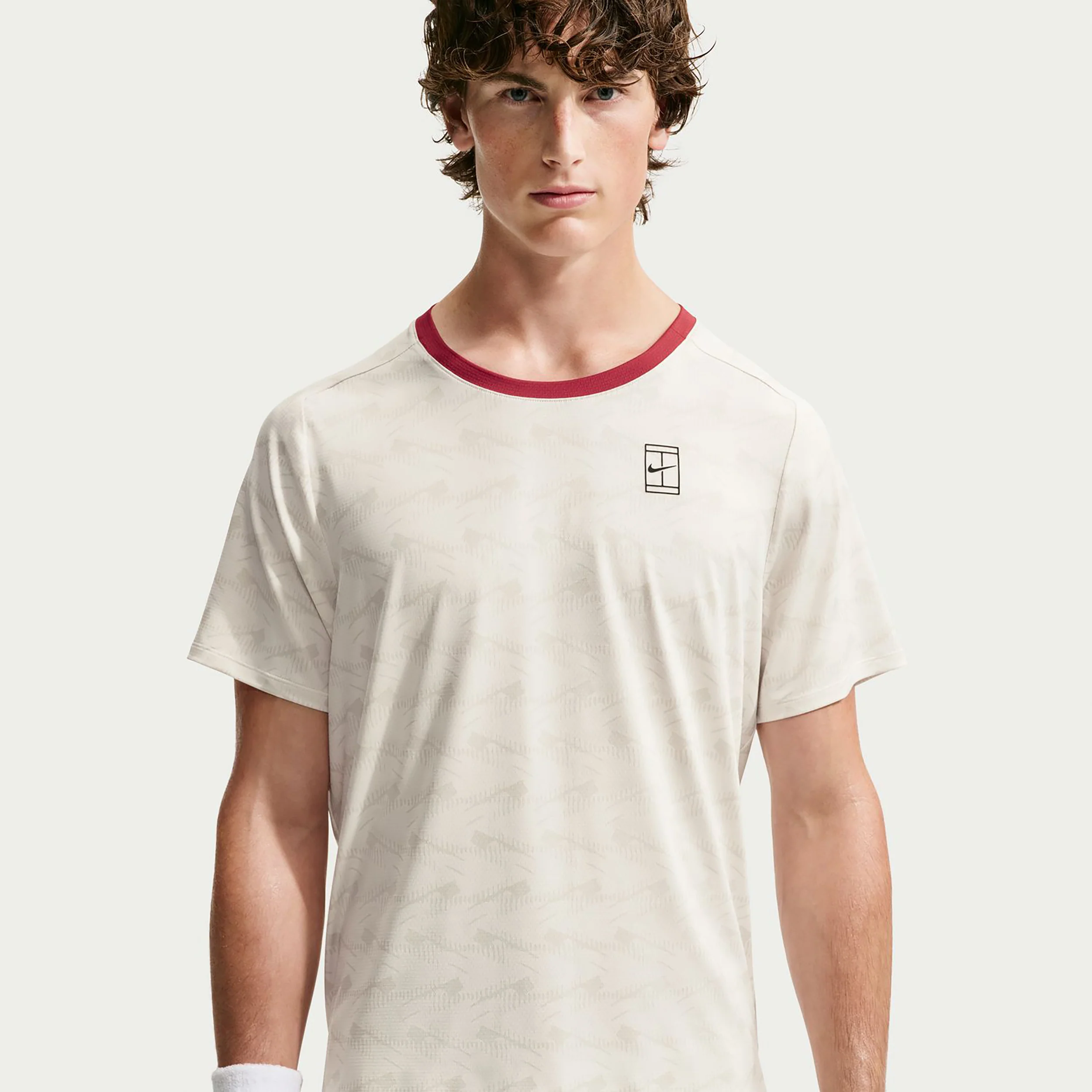 Court Advantage T-Shirt Herren - creme, rot