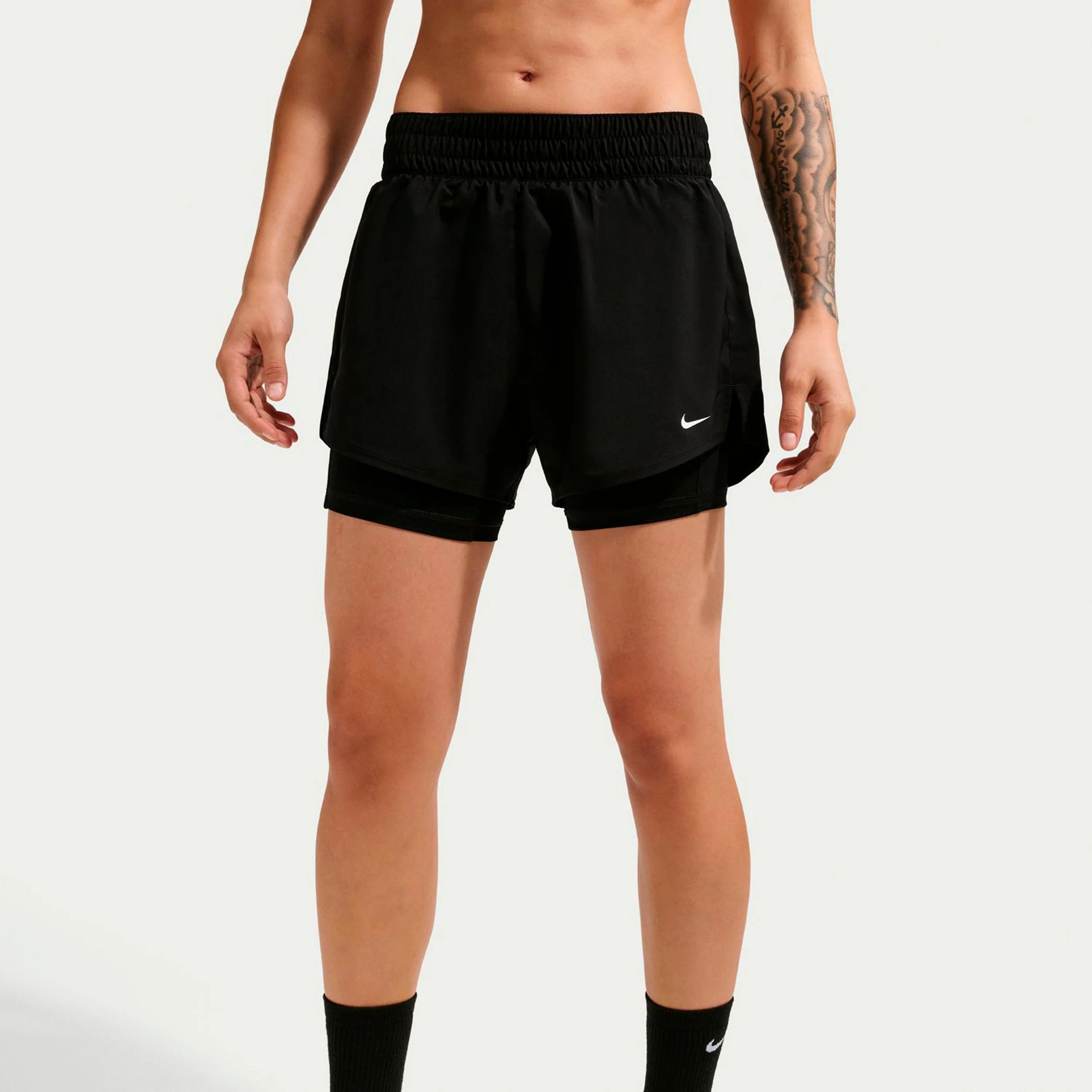 Dri-Fit One High Rise 2in1 3in Shorts Damen - schwarz, weiß