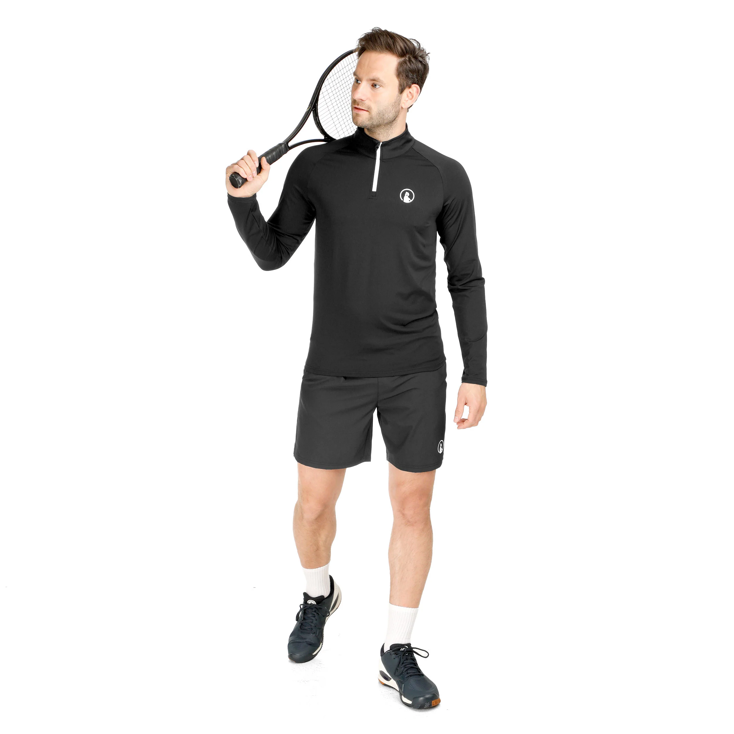 Big Serve 1/4 Zip Longsleeve Herren-Schwarz,Weiß - Image 3