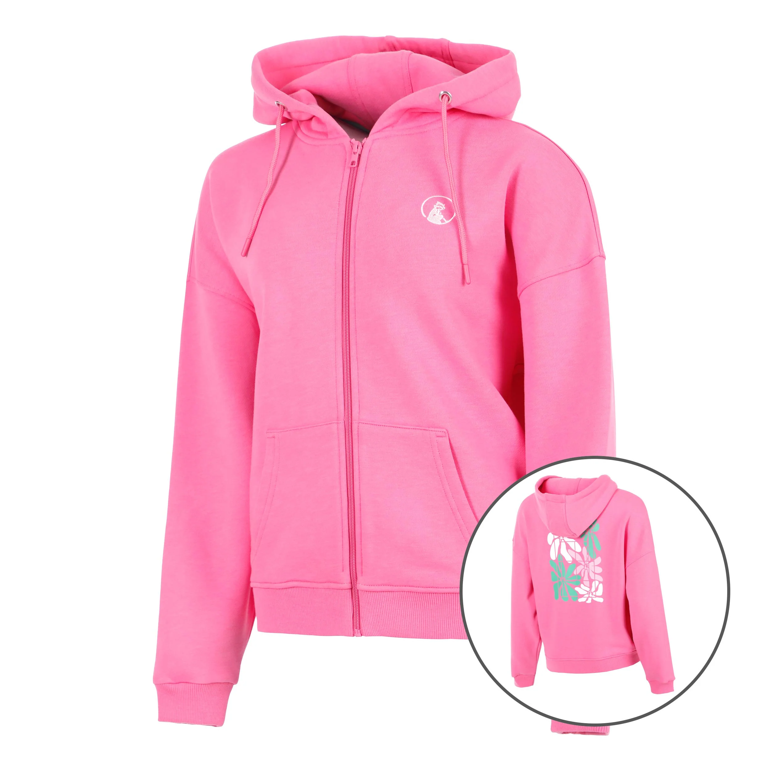 Joy Palm Court Sweatjacke Damen-pink, weiß