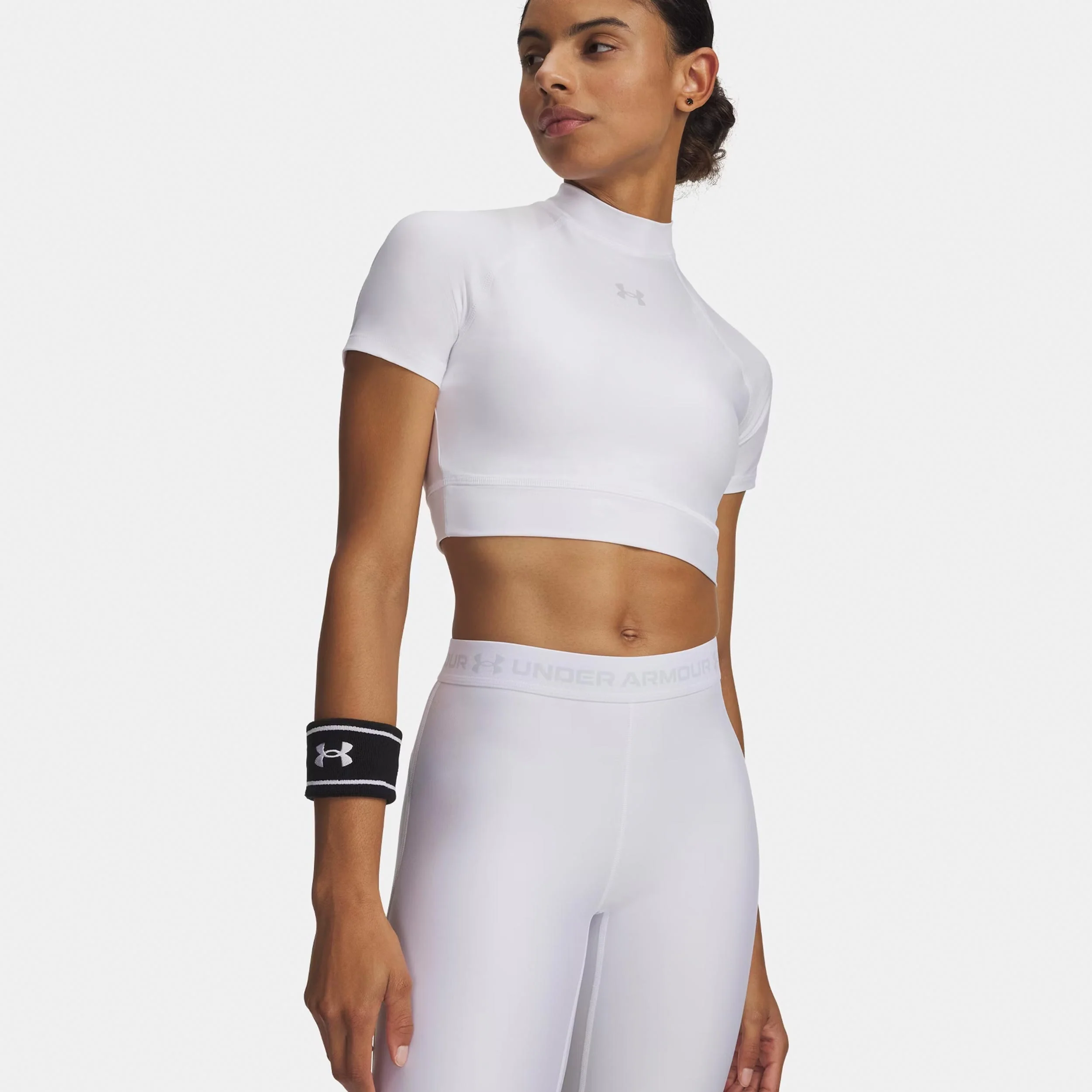 HeatGear Crop T-Shirt Damen-weiß, grau