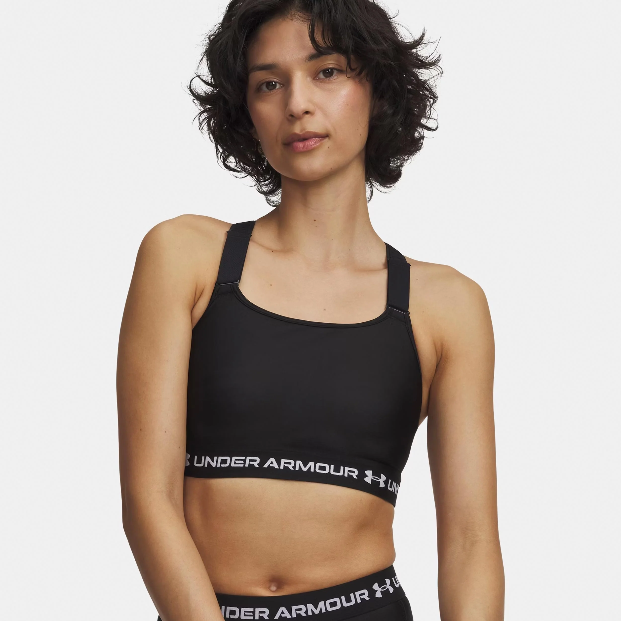 HeatGear High Sport-BH Damen-schwarz, weiß