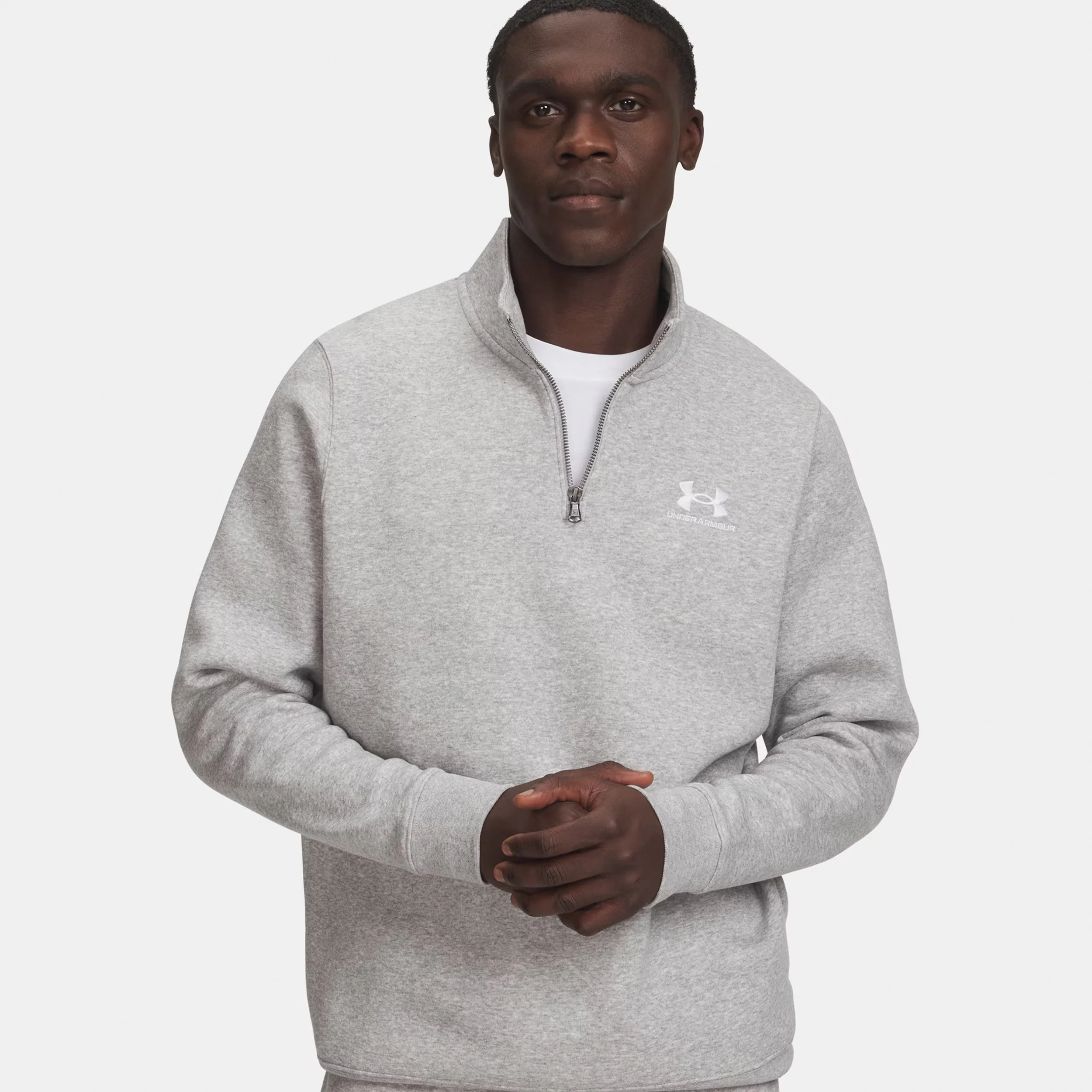 Icon Fleece 1/4 Zip Sweatshirt Herren - grau, weiß