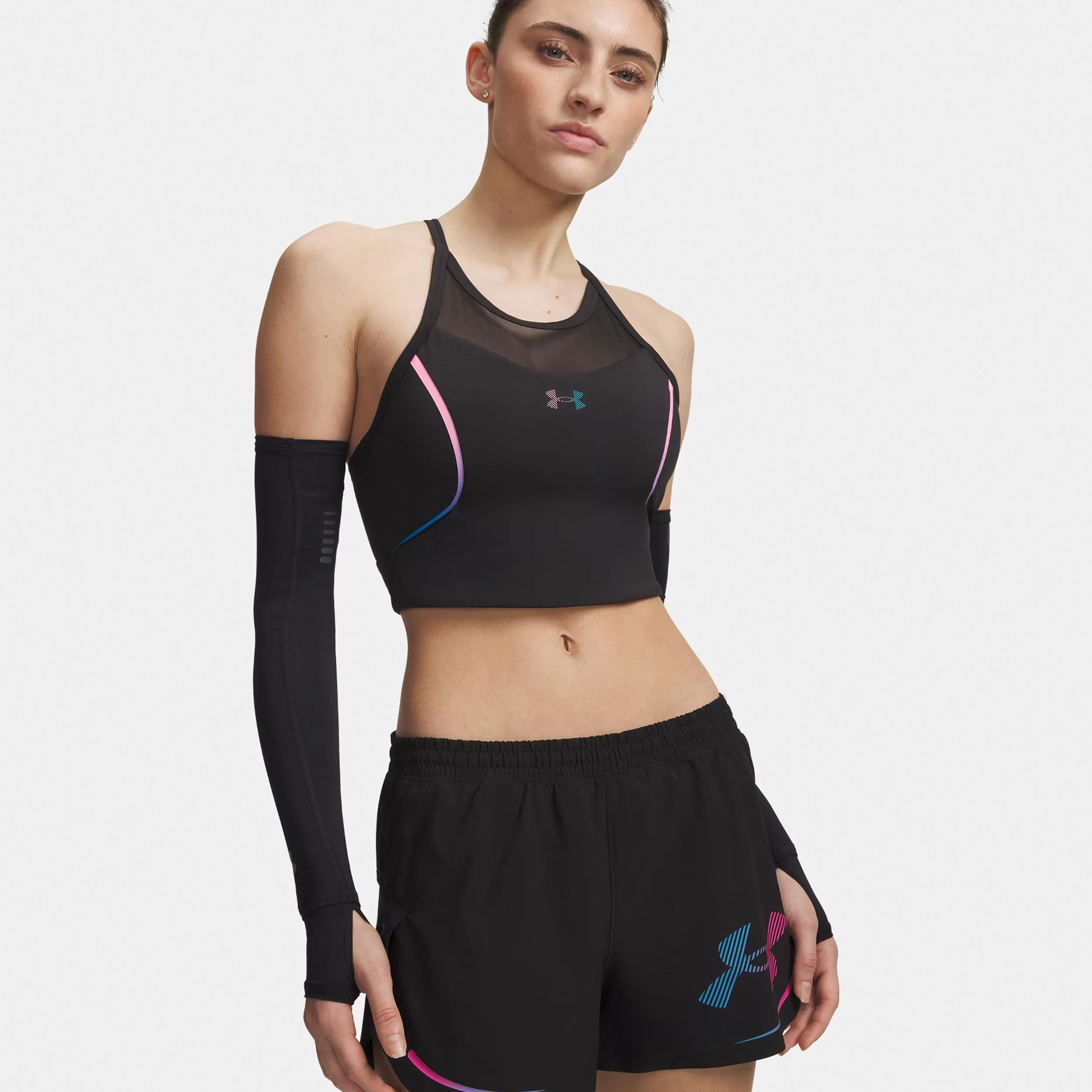 Velociti Elite Crop  Laufshirt Damen-schwarz, pink